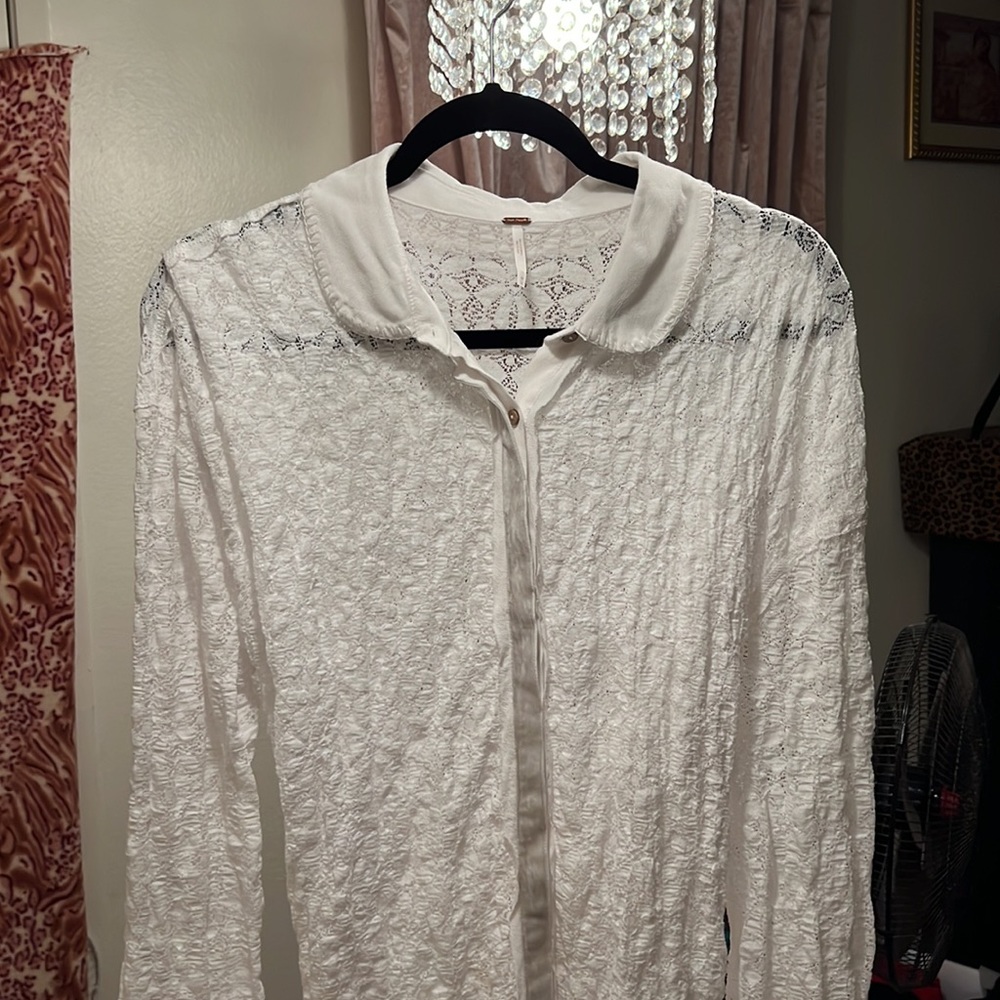 Free People Lace Button Up